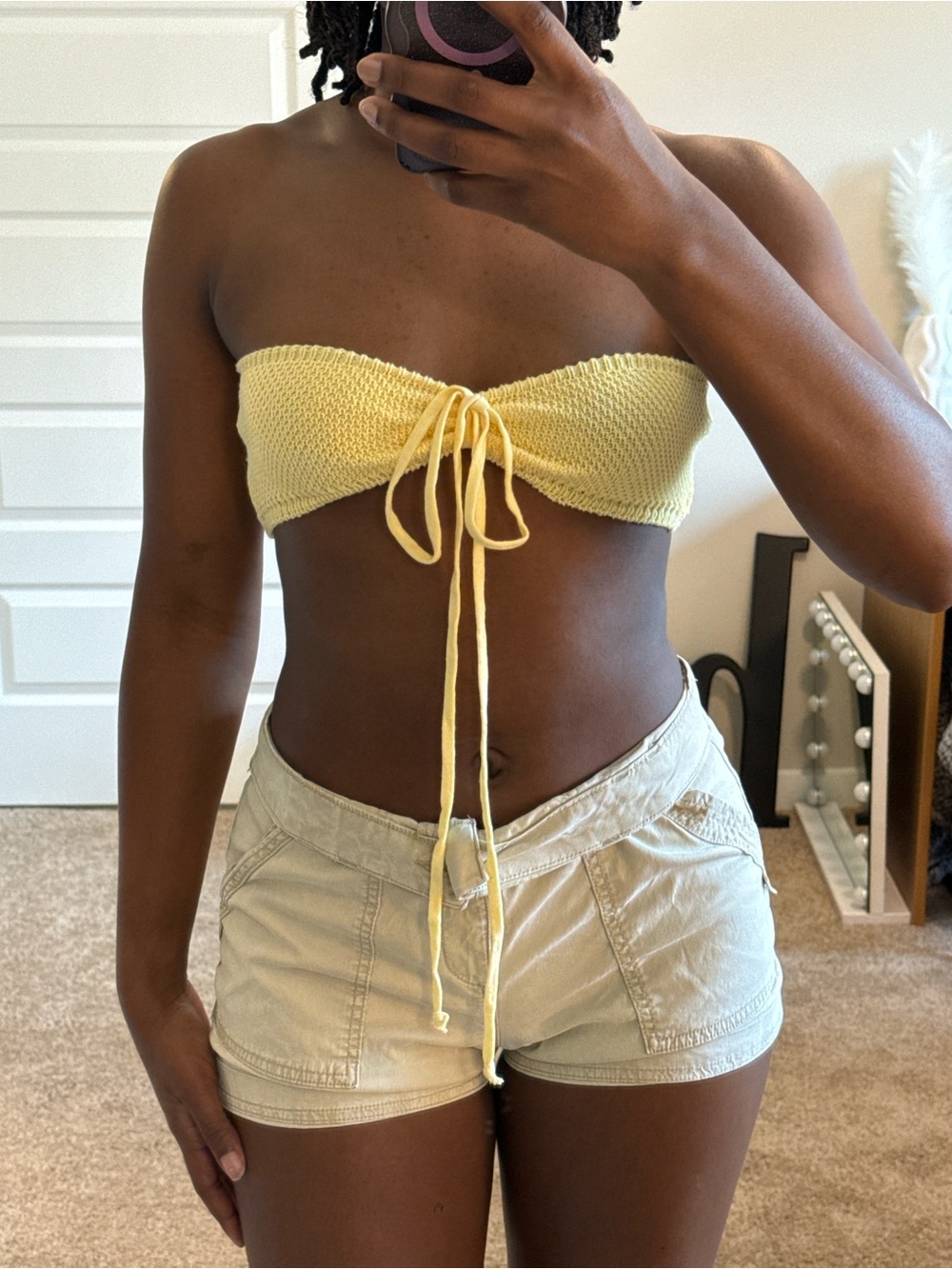 NWOT EGO Halterneck Bralet In Yellow Crochet Knit